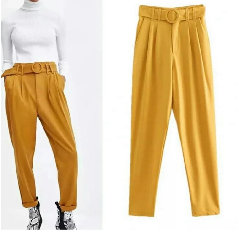 Antonio Melani Mustard Yellow High Waisted Tapered Leg Pant